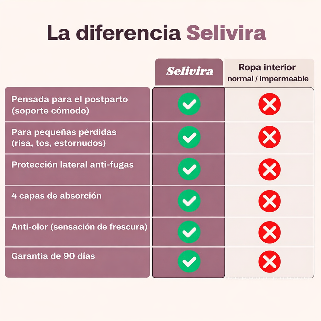 Bragas de soporte pélvico y a prueba de fugas (post-parto)