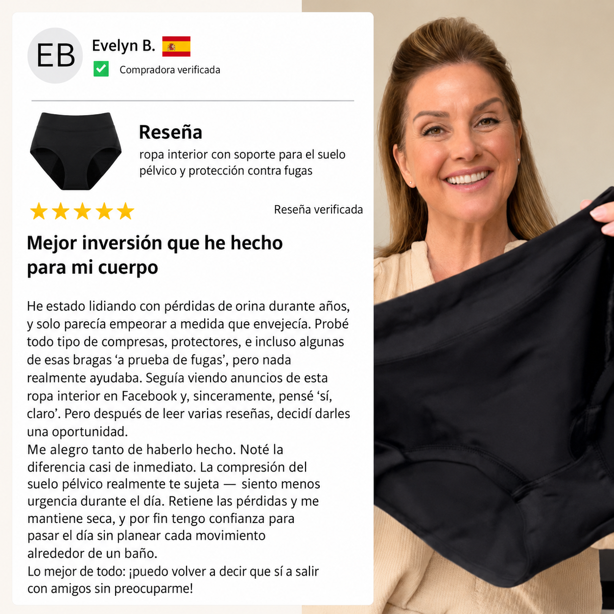 Ropa interior cómoda, discreta y a prueba de fugas