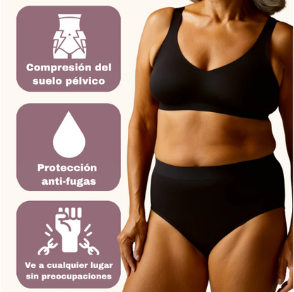 Bragas de soporte para el suelo pélvico y a prueba de fugas (flujo abundante) | 2+1 gratis